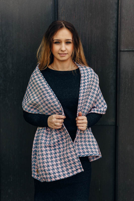 Esarfa Pepitka Grey & Pink I angora, lana alpaca, matase, bumbac [12]