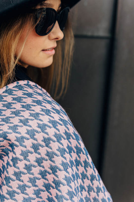 Esarfa Pepitka Grey & Pink I angora, lana alpaca, matase, bumbac [6]