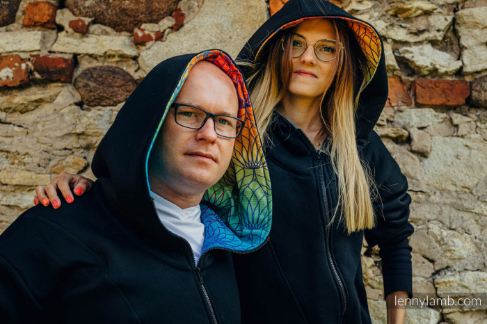 Hanorac hoodie Babywearing Black with Rainbow Lotus -marime L [5]