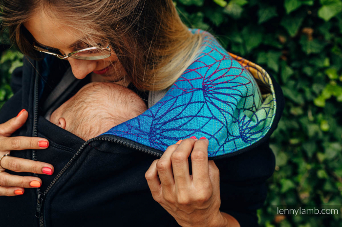 Hanorac hoodie Babywearing Black with Rainbow Lotus -marime L [4]