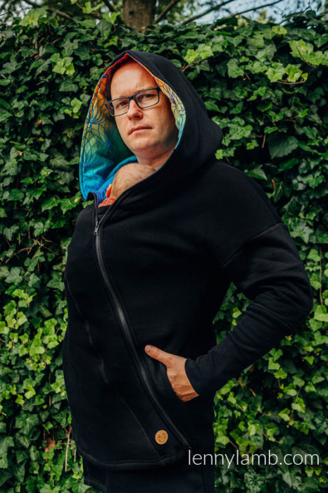 Hanorac hoodie Babywearing Black with Rainbow Lotus -marime L [12]