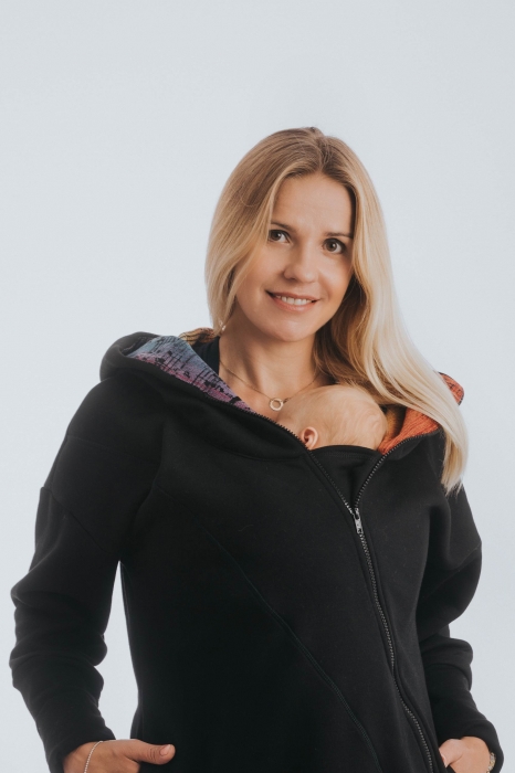 Hanorac hoodie Babywearing Black Simphony Rainbow Dark- marime L [3]
