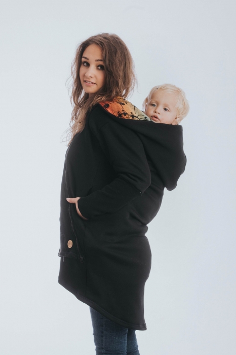Hanorac hoodie Babywearing Black Simphony Rainbow Dark- marime L [4]