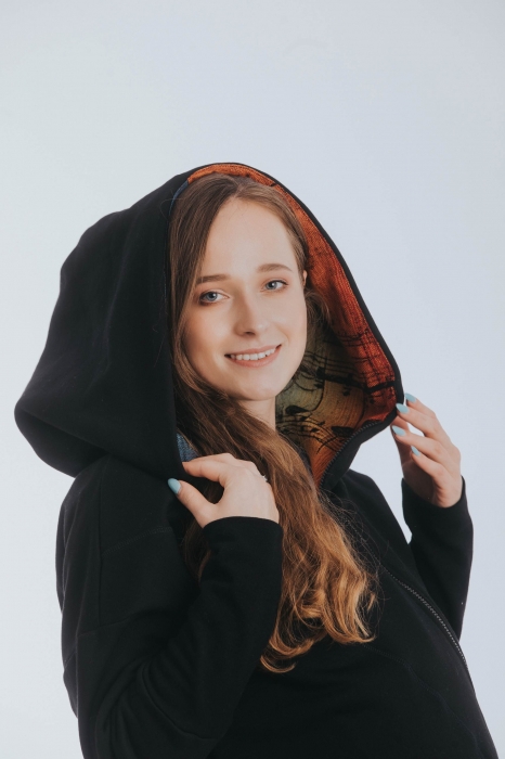 Hanorac hoodie Babywearing Black Simphony Rainbow Dark- marime L [6]