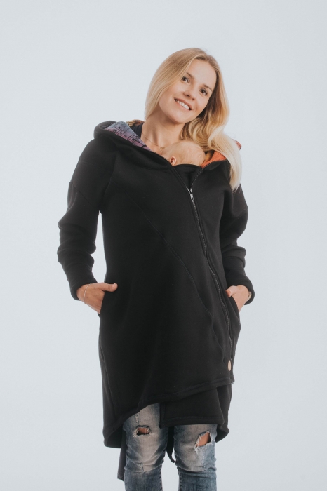 Hanorac hoodie Babywearing Black Simphony Rainbow Dark- marime L [2]