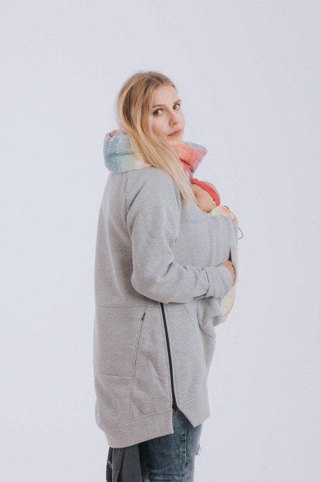 Hanorac hoodie Babywearing Grey Simphony Rainbow Light- marime M [4]