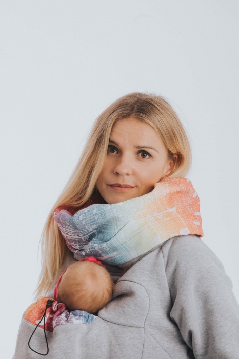 Hanorac hoodie Babywearing Grey Simphony Rainbow Light- marime M [6]