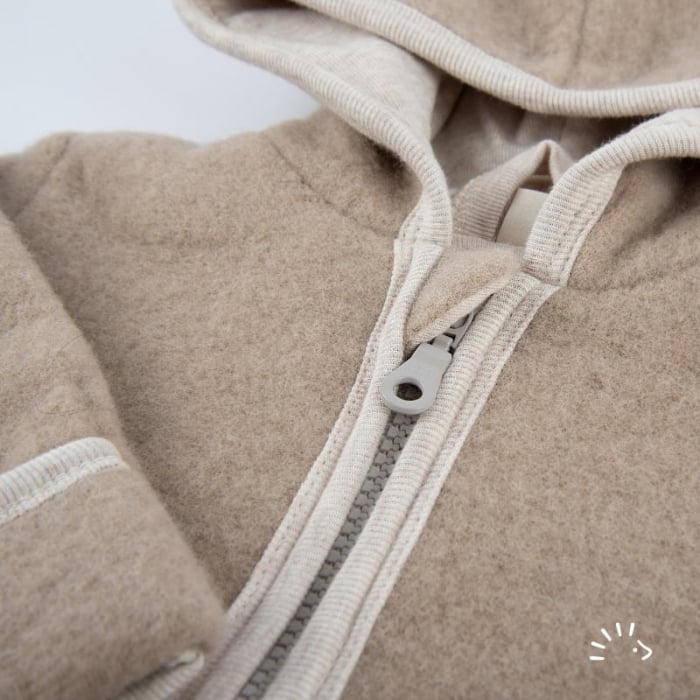 Jacheta copii din lana merino fleece- Milo Beige Melange [3]