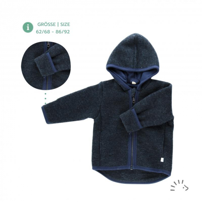 Jacheta copii din lana merino fleece- Milo Dark Blue [1]