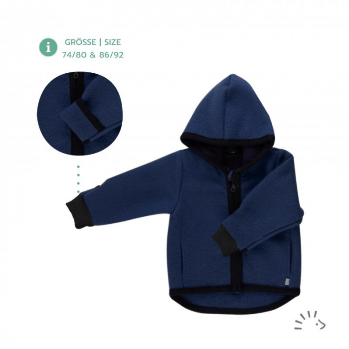 Jacheta din lana merino fiarta/ tumbled wool- Milo Dark Blue [1]
