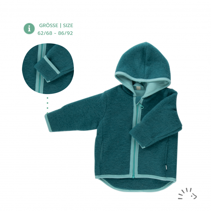 Jacheta copii din lana merino fleece- Milo Emerald [1]