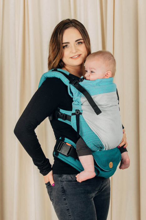 Marsupiu reglabil Lenny UpGrade Mesh LITTLE HERRINGBONE OMBRE TEAL- EDITIE DE VARA [4]