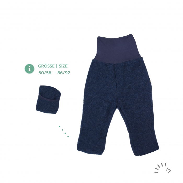 Pantaloni grosi pentru copii din lana merinos fleece- Dark Blue [1]