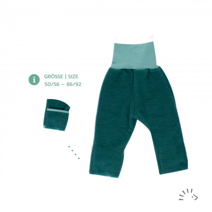 Pantaloni grosi pentru copii din lana merinos fleece- Emerald [1]