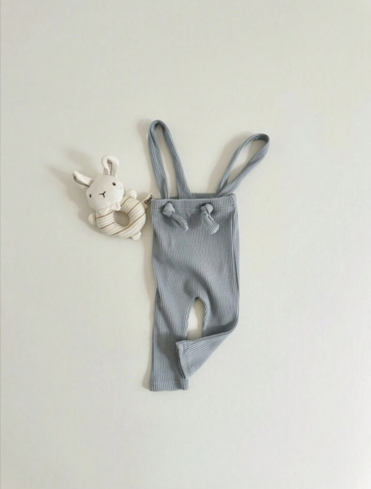 Pantaloni tricotati bebe cu bretele - Blue [3]
