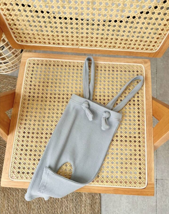 Pantaloni tricotati bebe cu bretele - Blue [2]