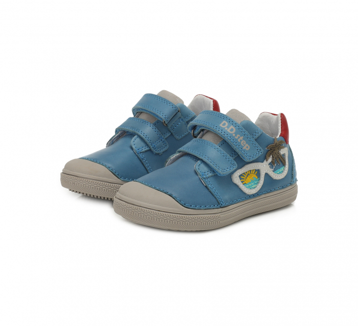 Pantofi baieti din piele cu prindere velcro, albastru- D.D.Step [6]