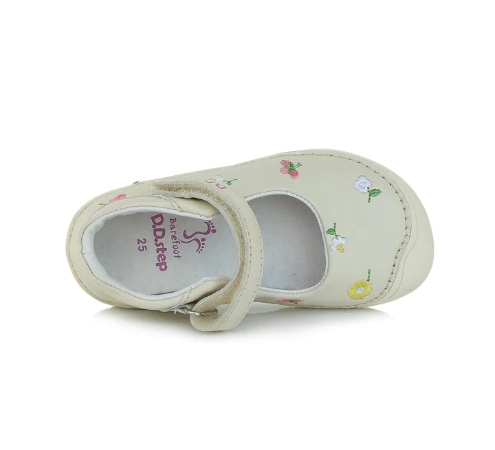 Pantofi balerini piele fete, Crem cu floricele - D.D.Step [4]