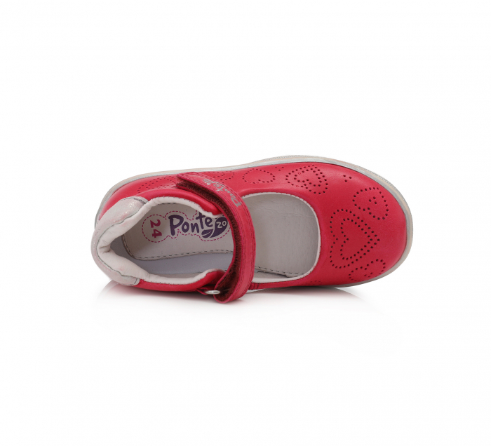 Pantofi balerini piele fete, Ponte20, inimioare rosii- D.D.Step [4]