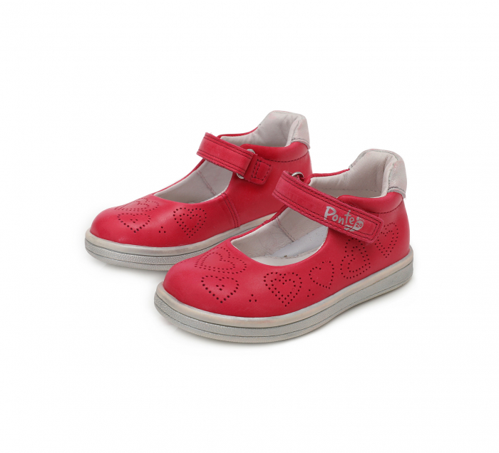 Pantofi balerini piele fete, Ponte20, inimioare rosii- D.D.Step [6]