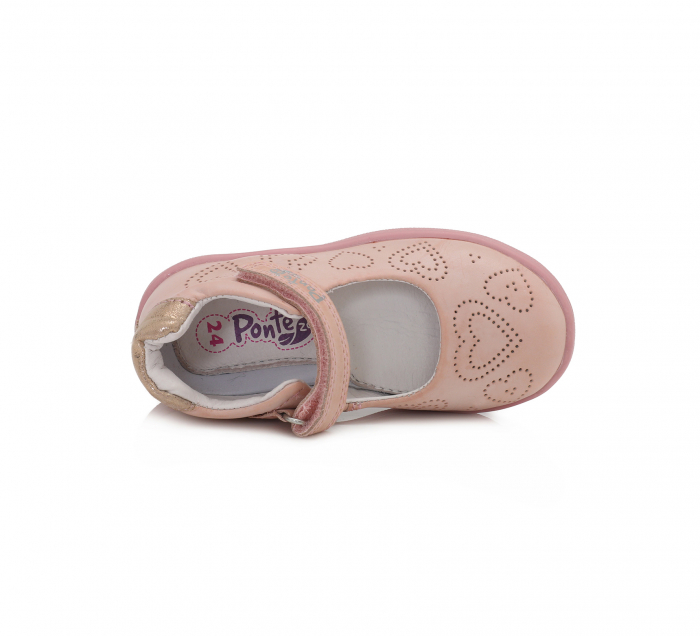 Pantofi balerini piele fete, Ponte20, inimioare roz- D.D.Step [4]
