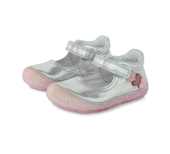 Pantofi balerini piele fete, ARGINTII cu inimioare- D.D.Step [6]