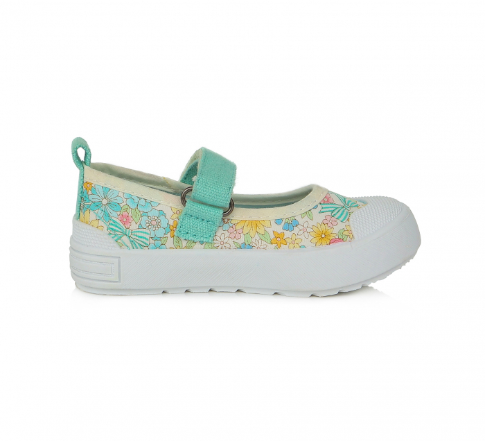 Pantofi de panza fete, verde cu floricele - D.D.Step [2]