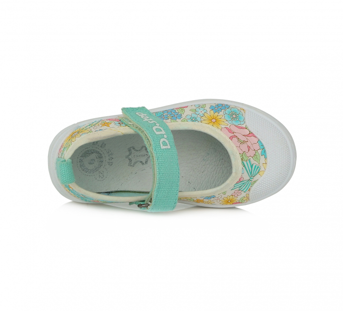 Pantofi de panza fete, verde cu floricele - D.D.Step [5]