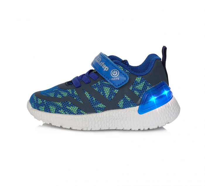 Pantofi sport din panza, baiaeti, cu LED-uri, albastru - D.D.Step [1]