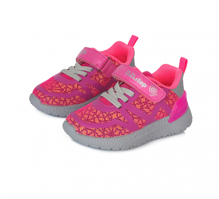 Pantofi sport din panza, fete, cu LED-uri, roz - D.D.Step [6]