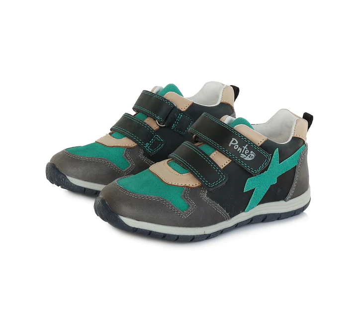 Pantofi sport din piele naturala pentru baieti, cu talpa supinata - Gri  - Ponte20 [6]