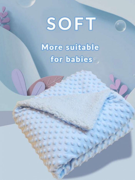 Patura fleece pentru bebelusi BlueI 100x75 cm [4]