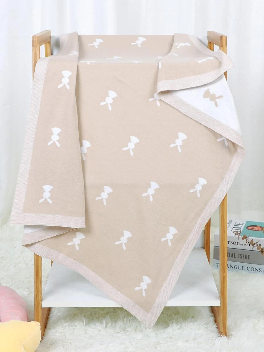 Patura tricotata din bumbac Cute Rabbits I Pink [2]