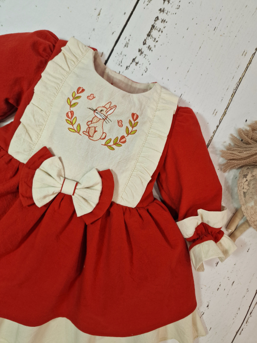 Rochie de bumbac, cu broderie Iepuras [9]