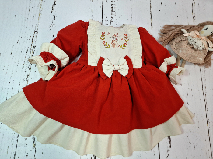 Rochie de bumbac, cu broderie Iepuras [3]