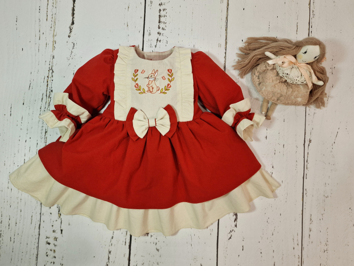 Rochie de bumbac, cu broderie Iepuras [2]