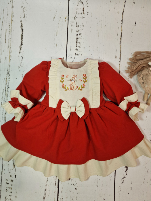Rochie de bumbac, cu broderie Iepuras [7]