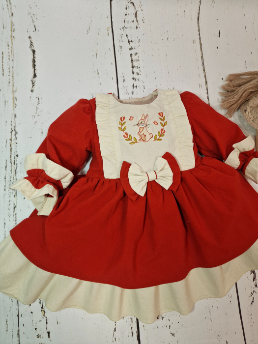 Rochie de bumbac, cu broderie Iepuras [8]
