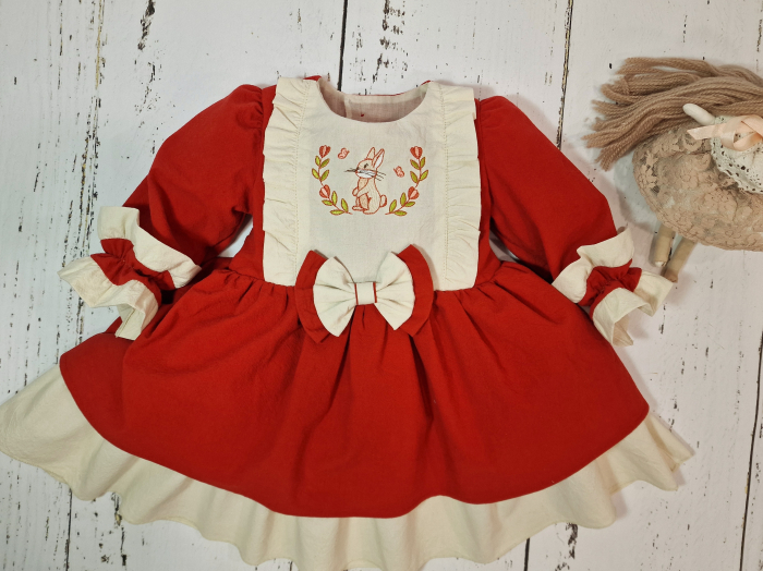 Rochie de bumbac, cu broderie Iepuras [4]
