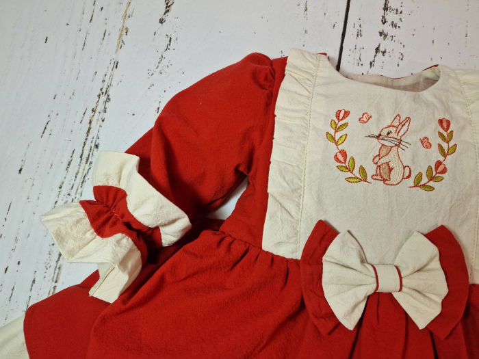 Rochie de bumbac, cu broderie Iepuras [6]