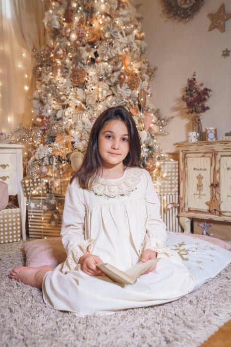 Rochie din panza de bumbac, cu broderie MUSETEL [2]