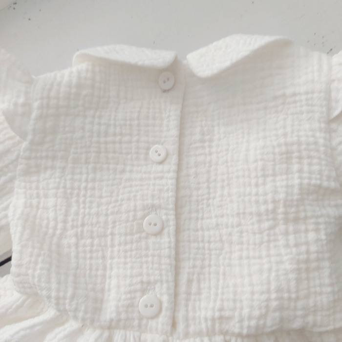 Set salopeta bebe si botosei personalizati, din muselina- Baby Blue Muslin [5]