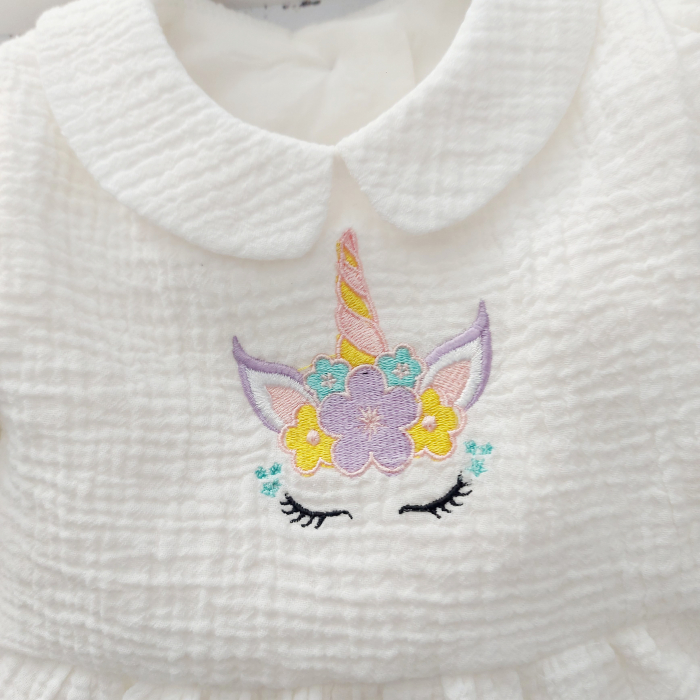 Set salopeta bebe si botosei personalizati, din muselina- Baby Blue Muslin [7]