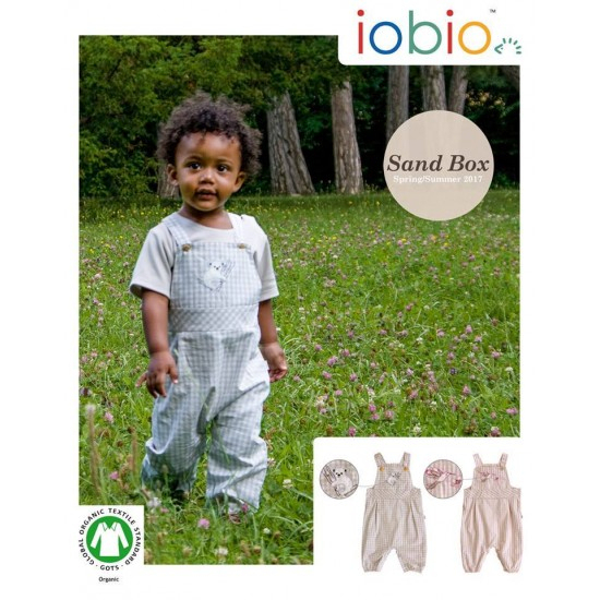 Salopeta de vara/baby romper din bumbac organic- Iobio Popolini - Farmer Sand Blue [3]
