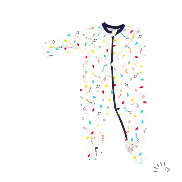 Salopeta pijama cu fermoar, din bumbac organic- Kites [1]