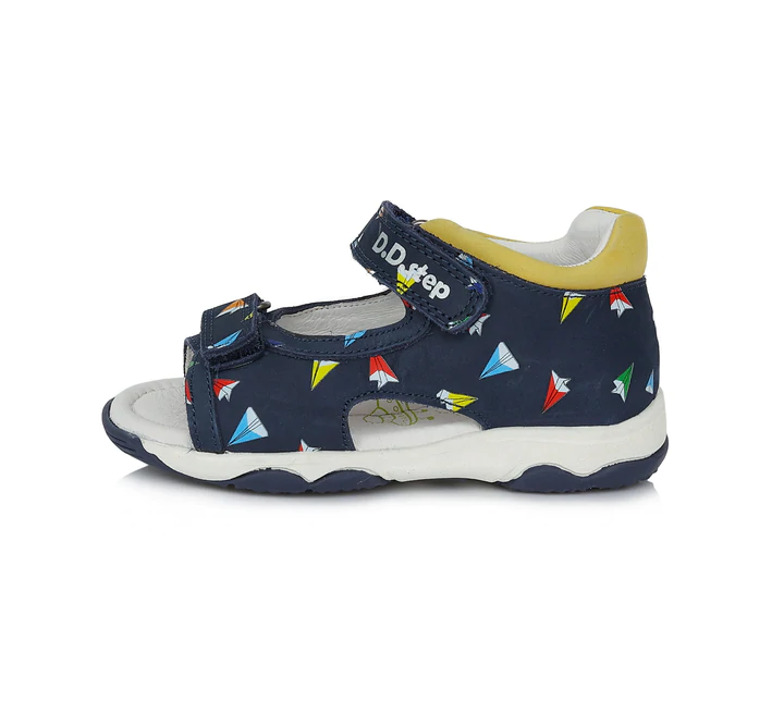 Sandale piele baieti, albastre, flexibile- D.D.Step [2]