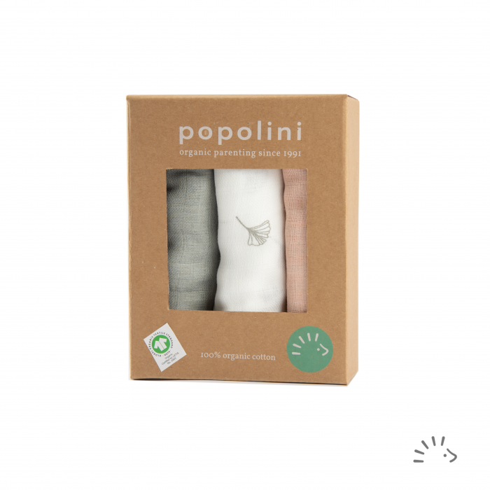 Set 3 pleduri muselina organica Light 70x70 cm- Soft Ginko [2]