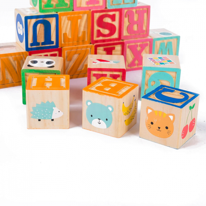 Set cuburi constructie din lemn, colorate si distractive - 100 bucati [2]