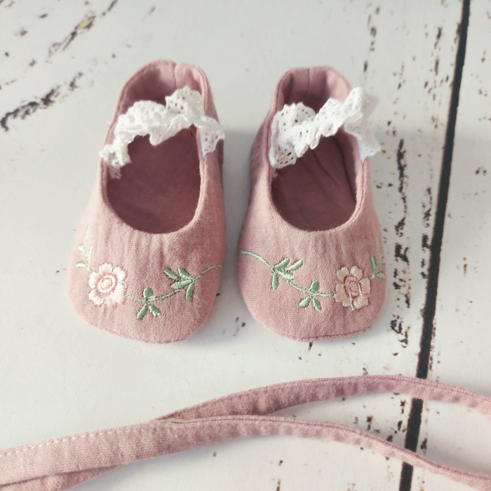 Set rochita din muselina - Vintage Flowers - Roz pudra [3]