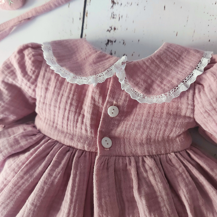Set rochita din muselina - Vintage Flowers - Roz pudra [8]